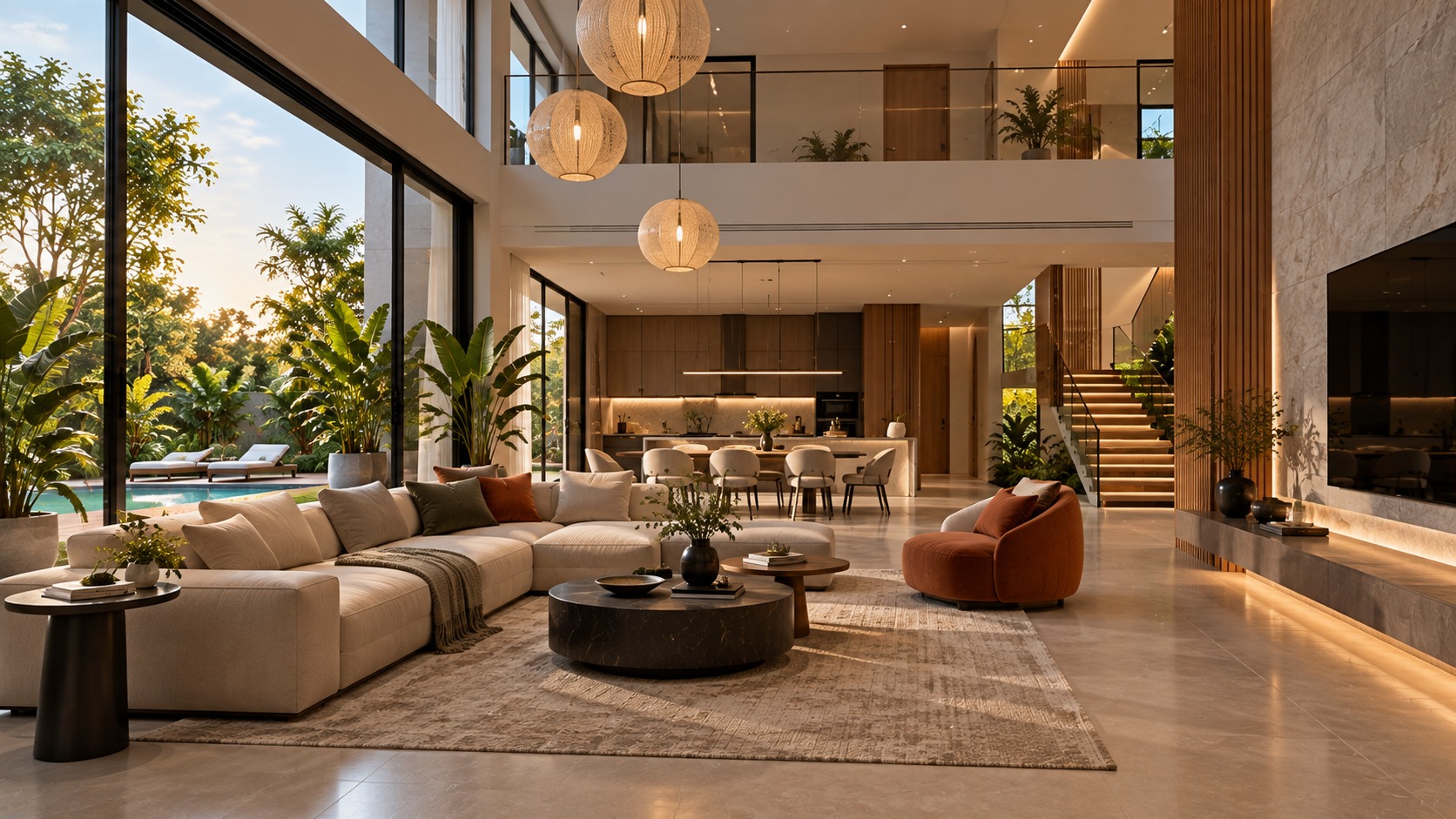 Living area interior design concept, alternate view