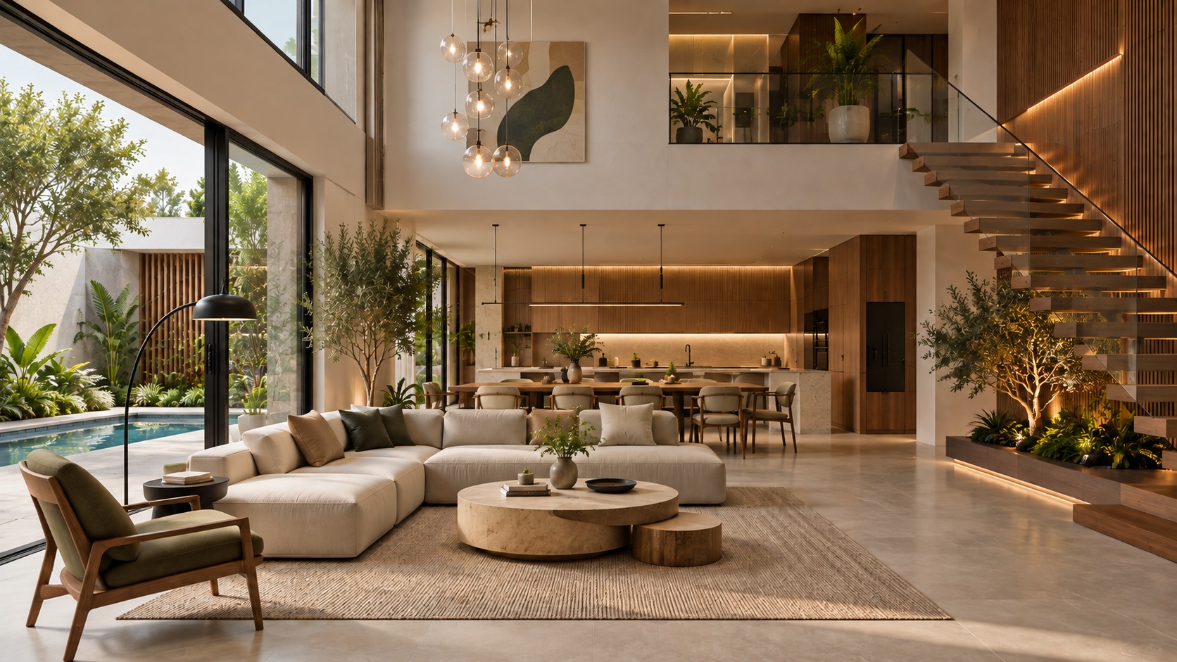 Living and dining area interior design concept